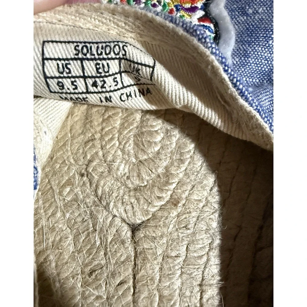 Soludos French Bulldog Espadrilles Platform Shoes Blue Size‎ 9.5